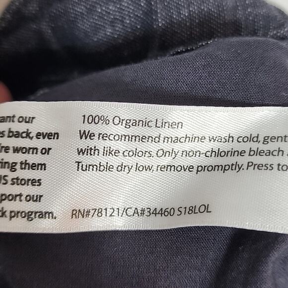 Eileen Fisher Dark Heather Charcoal Gray Organic Linen Pants, Large - Picture 9 of 9